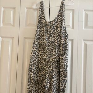 Leopard Denim Overalls- never worn